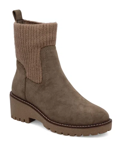 Mia Kara Womens Leather Contoured Footbed Ankle Boots In Khaki