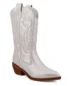 Mia Kelsha Metallic Western Boot In Silver