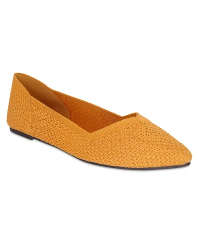 Mia Women's Kerri-k Ballet Knit Flats In Mustard