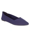 Mia Kerri Pointed Toe Knit Flat In Navy