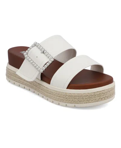 Mia Women's Kika Platform Slide Round Toe Sandals In White