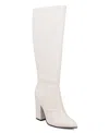Mia Landra Womens Block Heel Faux Leather Knee-high Boots In White