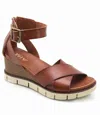 Mia Women's Lauri Wedge Sandal - Medium In Cognac In Green