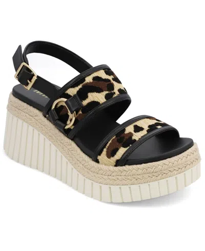 Mia Raffia Platform Slingback Sandal In Animal Print