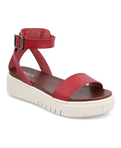 Mia Women's Lunna Round Toe Platform Sandals In Red