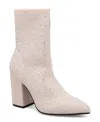 Mia Womens Rhinestone Man Made Mid-calf Boots In Off White