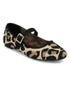 Mia Women's Mary Jane Strap Knit Flats In Animal Print