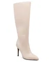 Mia Marysol Womens Faux Leather Crinkle Knee-high Boots In Bone