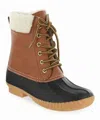 Mia Women's Matthew Faux Shearling Trimmed Faux Leather Rubber Duck Boots In Brown In Brown