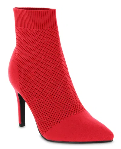 Mia Women's Mckinley Stiletto Knit Dress Booties In Red