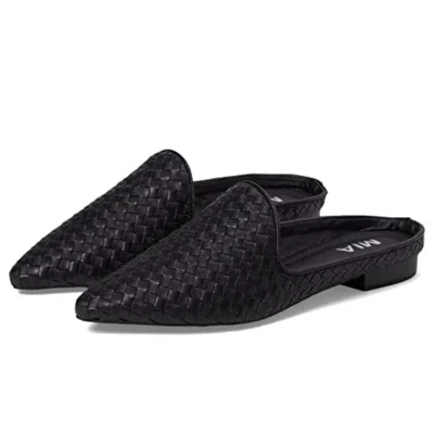 Mia Women's  Johona Mule Black Pointed Toe Slip On Block Heel Ver1413