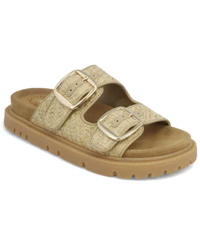 Mia Women's Monica Woven Double Buckle Slip-on Sandals In Brown