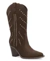 Mia Women's Morgann Pointed Toe Studded Western Boots In Brown