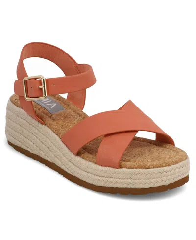 Mia Nikky Ankle Strap Platform Wedge Sandal In Orange