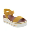 Mia Womens Faux Leather Self Losing Strap Platform Sandals In Mustard