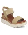 Mia Olany Platform Wedge Ankle Strap Sandal In Natural