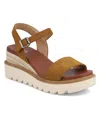 Mia Ophida Ankle Strap Platform Wedge Sandal In Cognac