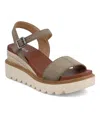 Mia Ophida Ankle Strap Platform Wedge Sandal In Taupe