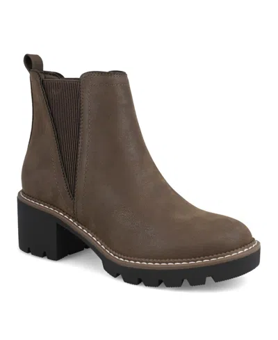 Mia Women's Paula Chelsea Stacked Heel Booties In Chocolate
