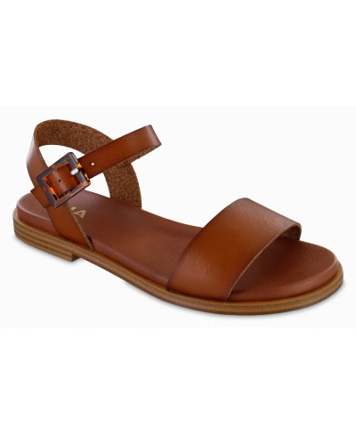 Mia Women's Peyton Round Toe Flat Sandals In Cognac