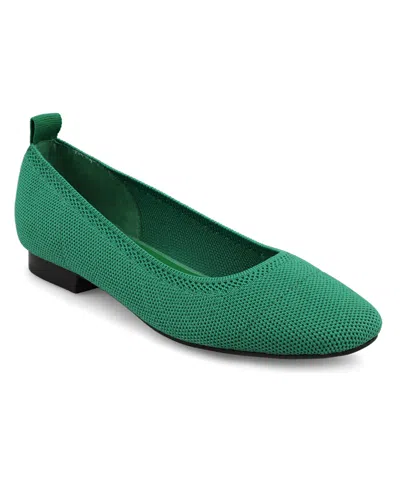 Mia Women's Rasia Ballet Knit Round Toe Flats In Green
