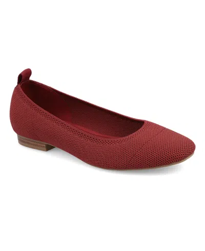 Mia Women's Rasia Ballet Knit Round Toe Flats In Red