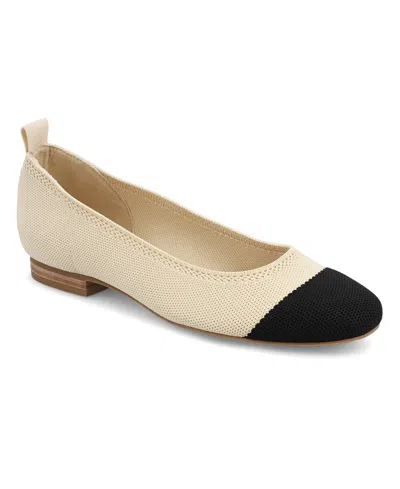 Mia Women's Rasia Ballet Knit Round Toe Flats In Sand,black