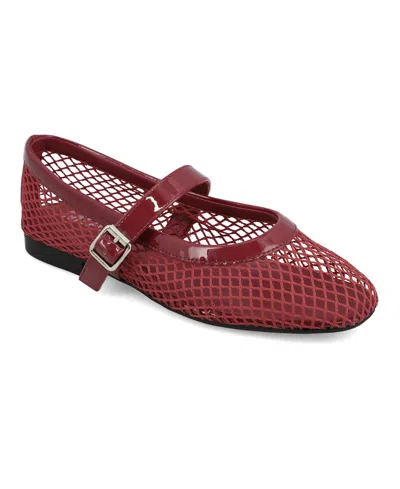Mia Rayza Woven Mary Jane Flat In Red