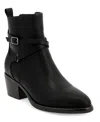 Mia Santina Womens Faux Leather Stacked Heel Ankle Boots In Black