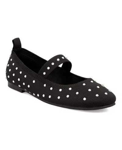 MIA WOMEN'S SEEMA MARY-JANE RHINESTONE KNIT FLATS