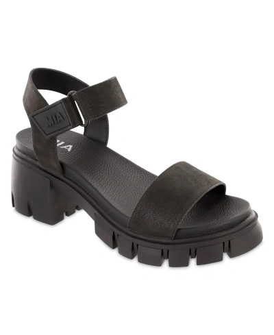 Mia Women's Skyler Heeled Lug Sole Sandals In Black