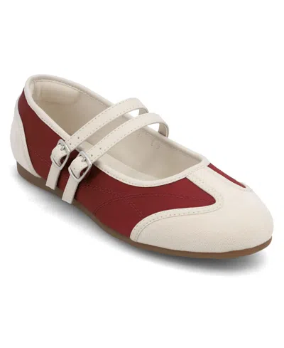 Mia Women's Sorelle Double Strap Faux Suede Flats In Sangria,cream