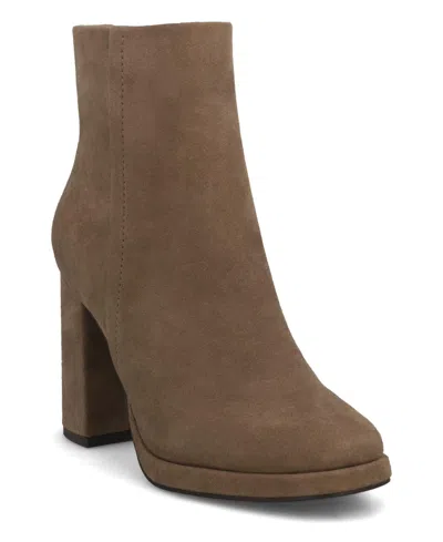 Mia Women's Stefania Suede Block Heel Booties In Brown