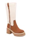 Mia Teirson Womens Block Heel Faux Fur Knee-high Boots In Cognac