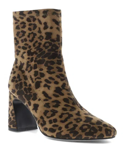Mia Women's Thiva Block Heel Pointed Toe Dress Booties In Animal Print