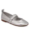 Mia Uliana Mary Jane Flat In Silver Metallic