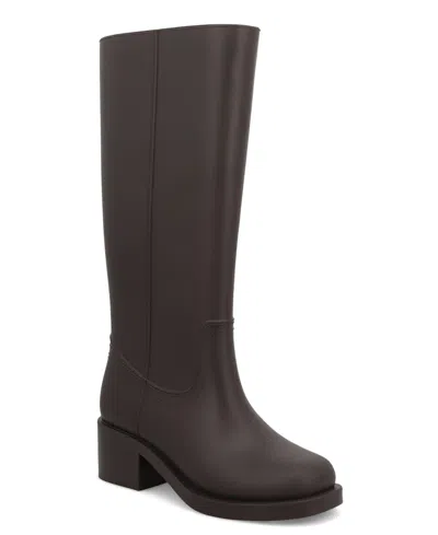 Mia Women's Wellington Rain Square Toe Tall Boots In Brown