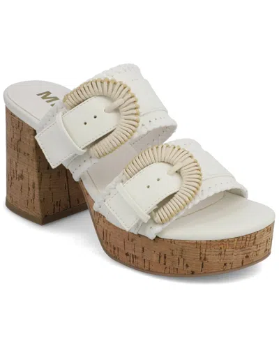Mia Women's Woven Raffia Platform Dress Sandals In White