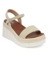 Mia Yanis Ankle Strap Platform Wedge Sandal In Sand