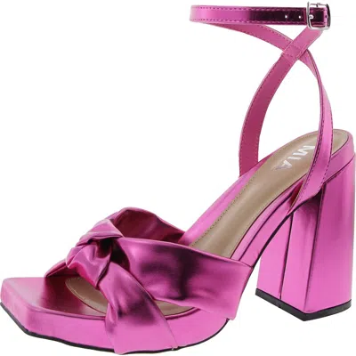Mia Womens Adjustable Faux Leather Block Heel In Pink