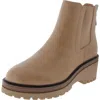 Mia Womens Faux Leather Pull On Ankle Boots In Beige