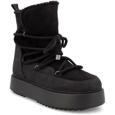 Mia Womens Lace-up Faux Suede Booties In Black