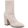 Mia Womens Rhinestone Man Made Mid-calf Boots In Off White