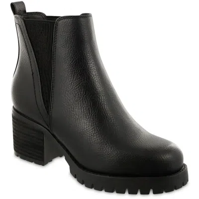 Mia Womens Stretch Manmade Chelsea Boots In Black