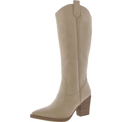 Mia Womens Textured Man Made Combat & Lace-up Boots In White