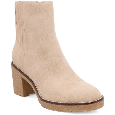 Mia Womens Zipper Nubuck Ankle Boots In Beige
