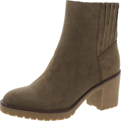 Mia Womens Zipper Nubuck Ankle Boots In Green