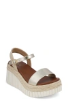 Mia Yanis Ankle Strap Platform Wedge Sandal In Gold