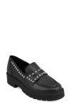 Mia Yoani Platform Stud Loafer In Black