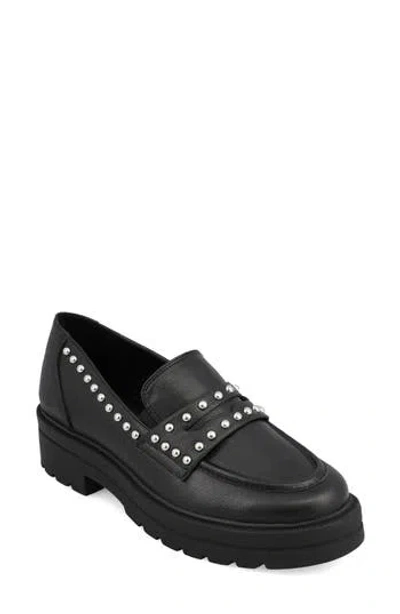 Mia Yoani Platform Stud Loafer In Black